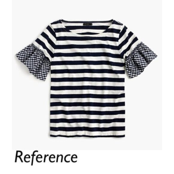 J. Crew gingham ruffle sleeve striped top, Size S - Picture 2 of 6